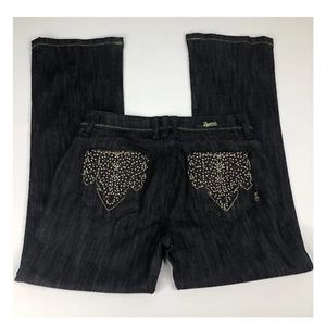 ANTIK DENIM Embroidered Bootcut Jeans 30 Stretch Black Rhinestone Country